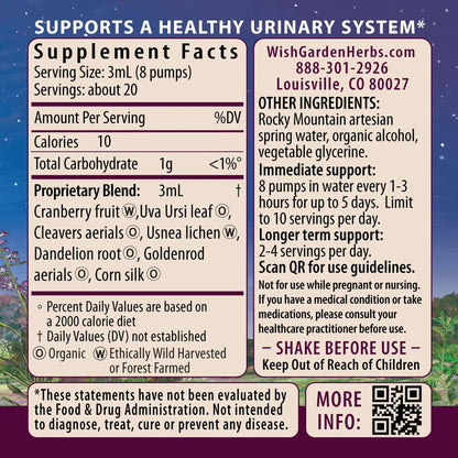 WishGarden Herbs Urinary Strength, Liquid Herbal Tincture, Cranberry, Uva Ursi & Usnea, Supports Urinary Tract Health, Eases Discomfort, Promotes Microbial Balance, 4oz WishGardenBuy Supplements Australia