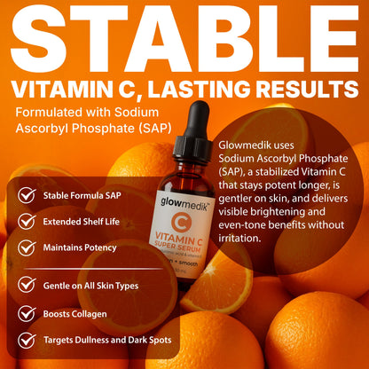 GlowMedik Vitamin C Serum for Face - Illuminating Brightening Serum for Dark Spots - Dark Spot Corrector with Hyaluronic Acid & Vitamin E - Fine Lines & Wrinkles, Sensitive Skin, Made in USA 1 fl oz Glowmedik buy supplements Au