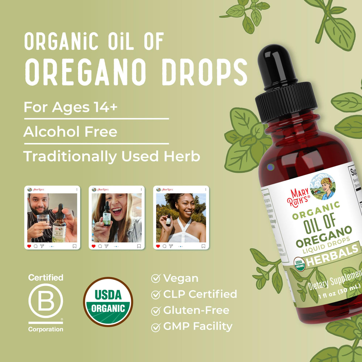 MaryRuth Organics Oregano Oil Drops | 6 Month Supply | USDA Organic Oil of Oregano Liquid | Herbal Blend for Immune Support | Digestive Health | Overall Health