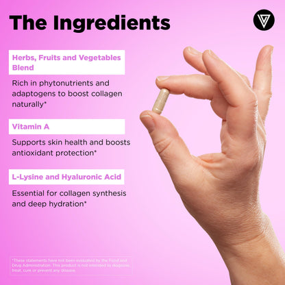 Vital Vitamins Vegan Collagen Booster - with Silica and Hyaluronic Acid - Plant-Based Collagen Supplements