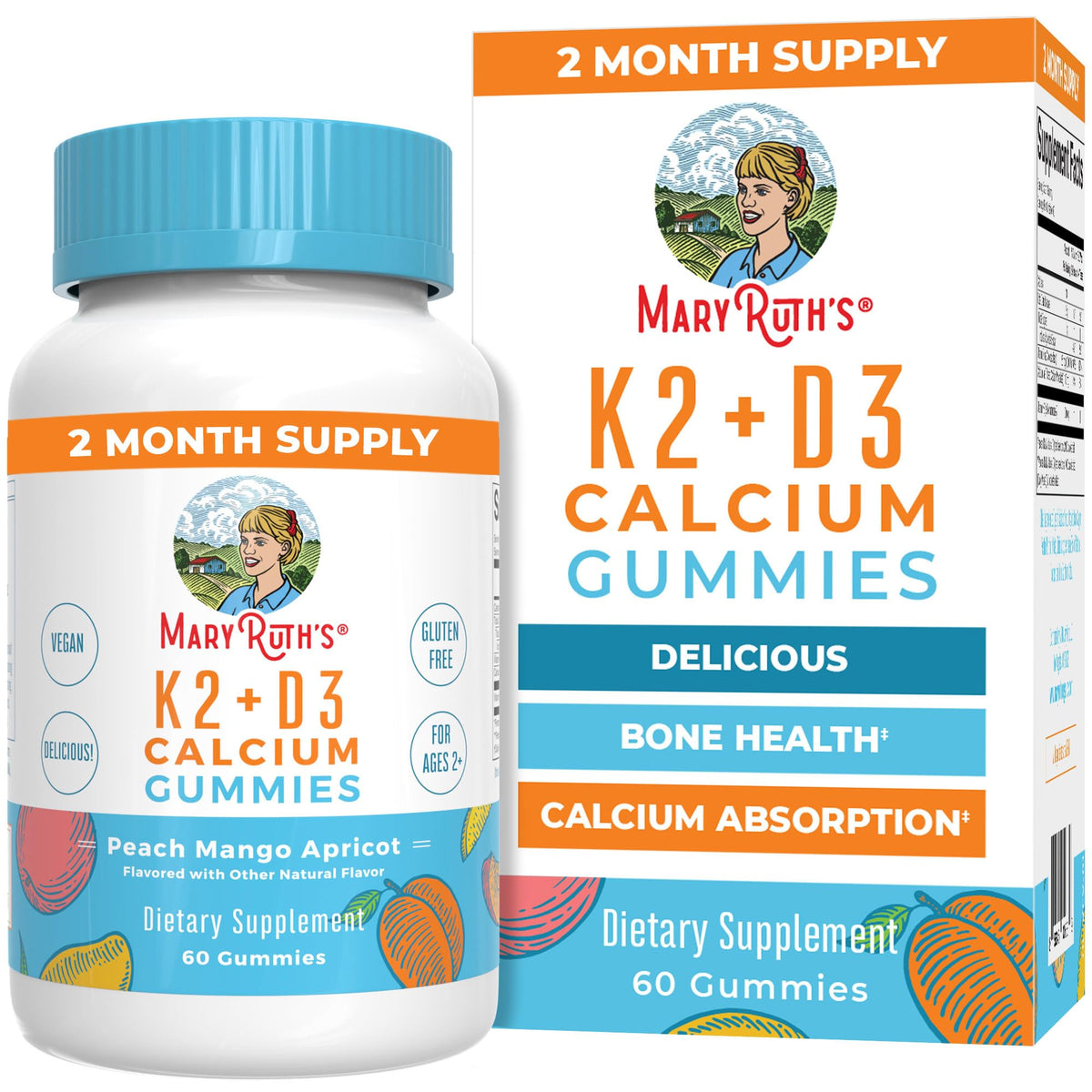 MaryRuth Organics Calcium with Vitamin D & Vitamin K2, 2 Month Supply, Calcium Supplement Supports Bone Health & Joint Support, with Vitamins D3 K2 Gummies, Vegan, Non-GMO, Gluten Free, 60 Count MARYRUTH'SBuy Supplements Australia