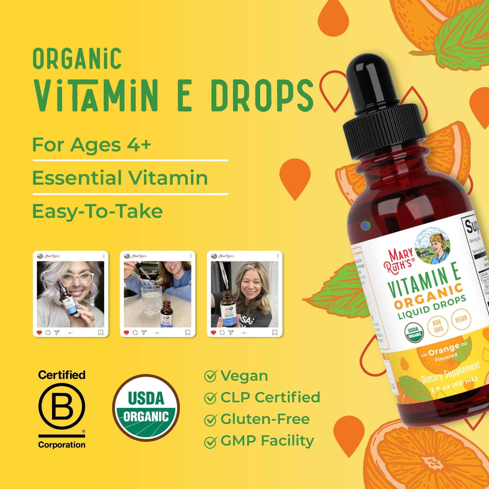 MaryRuth Organics USDA Vitamin E Liquid Drops 2 Month Supply | Bone and Joint Health | Cognitive Health for Adults and Kids | Sugar Free, Vegan, Non-GMO, Gluten Free | 2 Ounces MARYRUTH'SBuy Supplements Australia