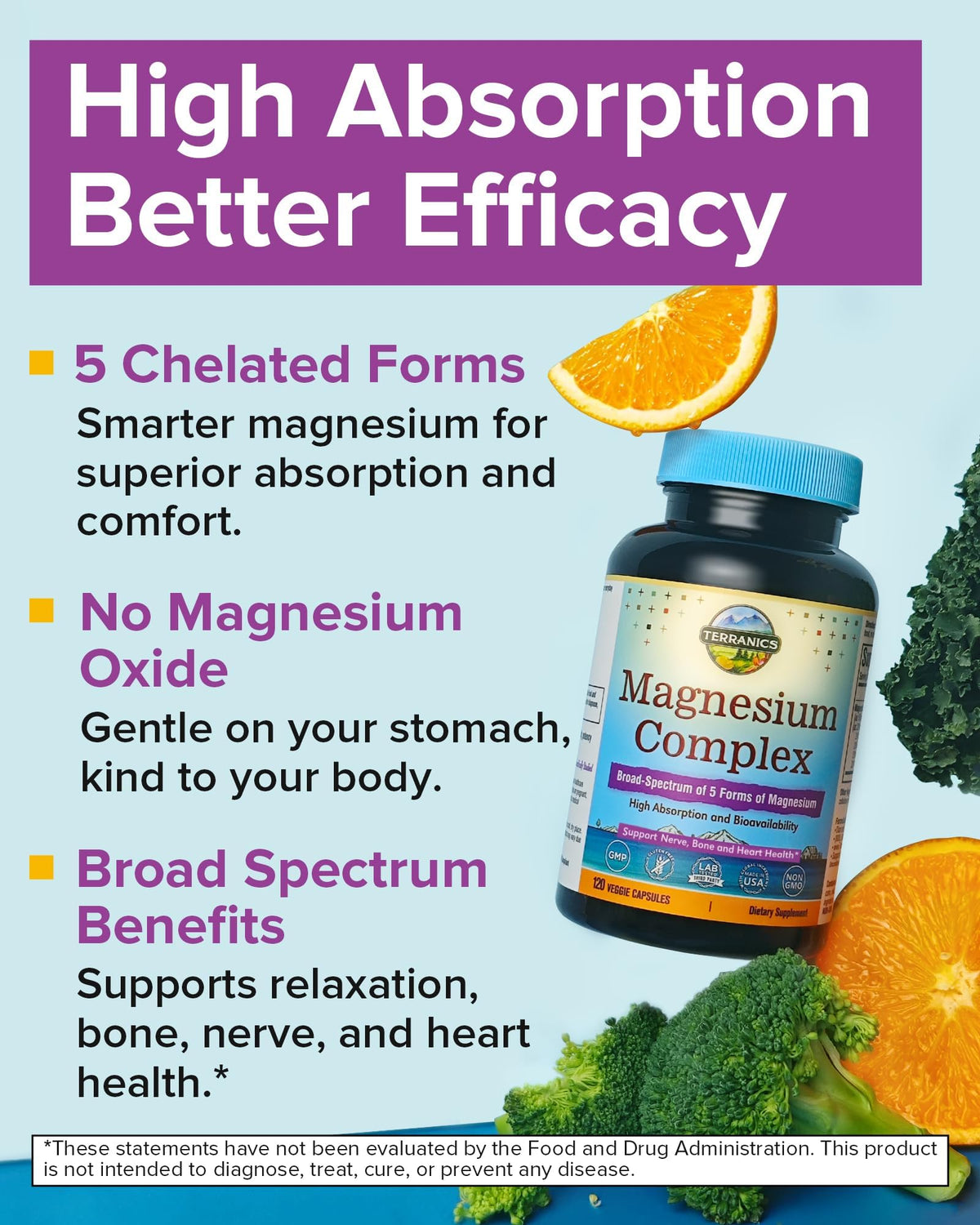 Terranics 5-in-1 Magnesium Complex Supplement 500mg - 5 Forms High Absorption Magnesium Glycinate Citrate Malate Aspartate Gluconate for Sleep Heart Health - Non-GMO 120 Vegan Capsules TerranicsBuy Supplements Australia