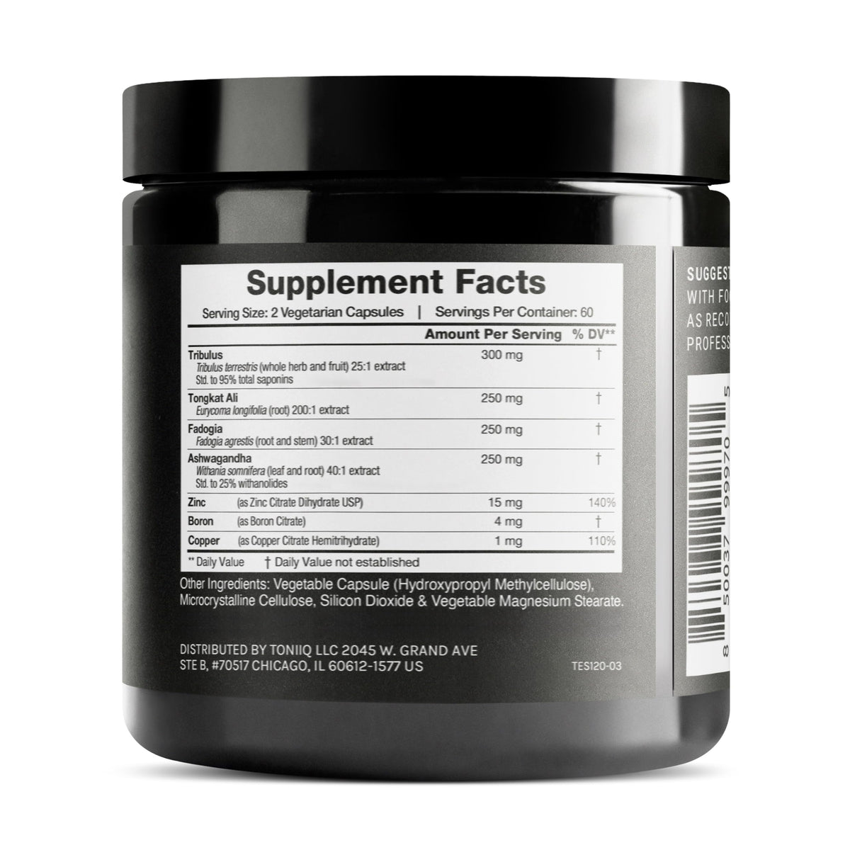 Elite T Formula - Ultra High Potency 200:1 Tongkat Ali, 30:1 Fadogia & 25% Withanolides Ashwagandha - Tribulus with 95% Saponins, Zinc, Boron & Copper - Third-Party Lab Tested - 120 Capsules Toniiq buy supplements Au