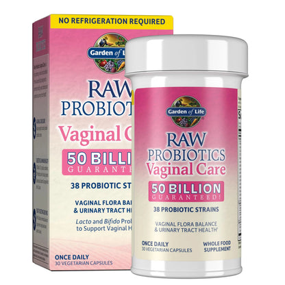 Garden of Life Raw Probiotics Vaginal Care - 50 Billion CFU - 38 Probiotic Strains - Supports Vaginal & Urinary Tract Health - Shelf Stable - 30 Vegetarian Capsules Garden of Life buy supplements Au