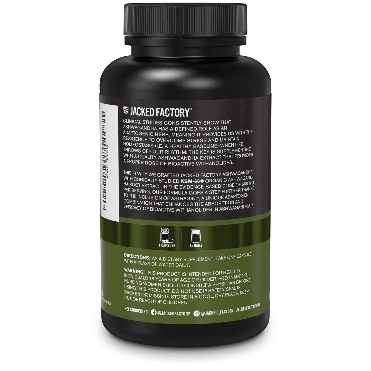 Jacked Factory Ashwagandha Root Extract (KSM-66 Ashwagandha) w/ 5% Withanolides - Supplement for Natural Stress Relief, Cognitive Function, Vitality, and Mood Support - 60 Veggie Capsules Jacked FactoryBuy Supplements Australia