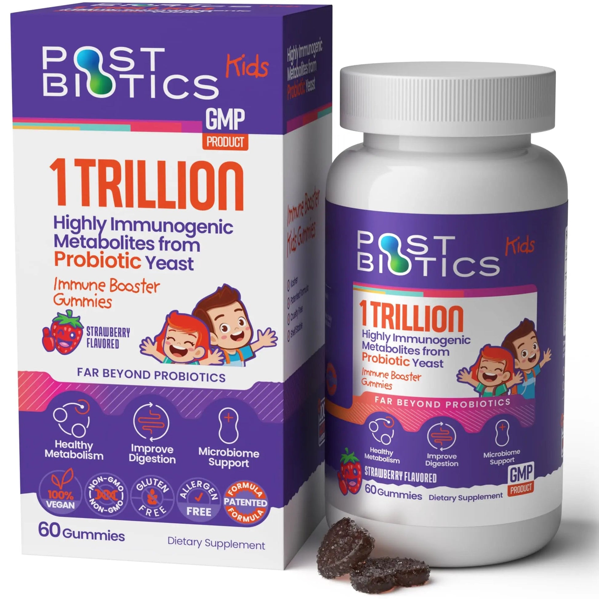 NAVEH PHARMA Postbiotics Kids Strawberry Gummies. Children’s Postbiotics, Ages 4+, 1 Trillion metabolites 200X Ingredients Than Probiotic Or Prebiotic. Gut Health, Immunity, Digestion & Microbiome NAVEH PHARMABuy Supplements Australia
