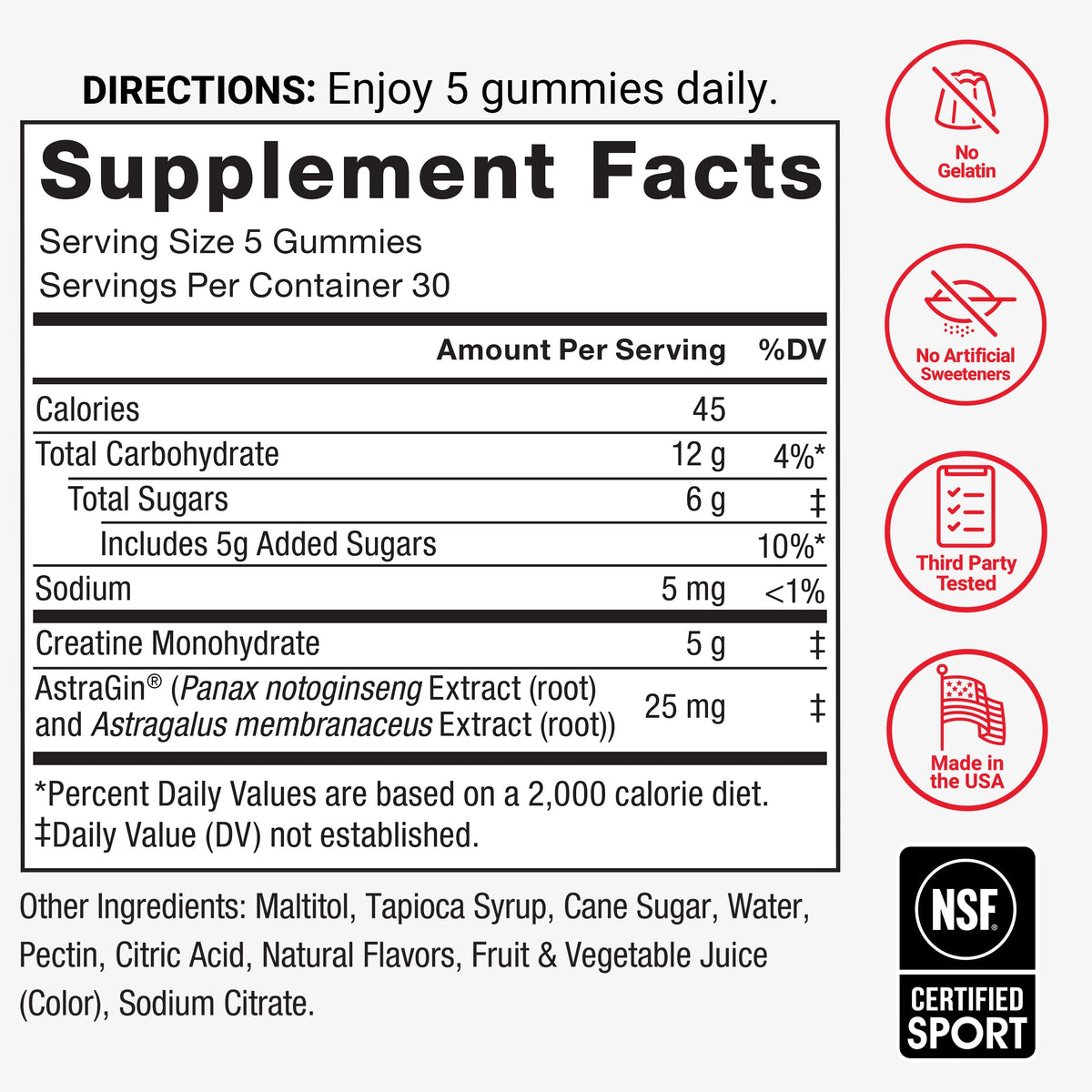 Force Factor Creatine Monohydrate Gummies, NSF Certified, 5g Dose for Men & Women to Support Muscle, Strength, Recovery, Cognitive Health & Memory, Mixed Berry, 150 Gummies Force FactorBuy Supplements Australia