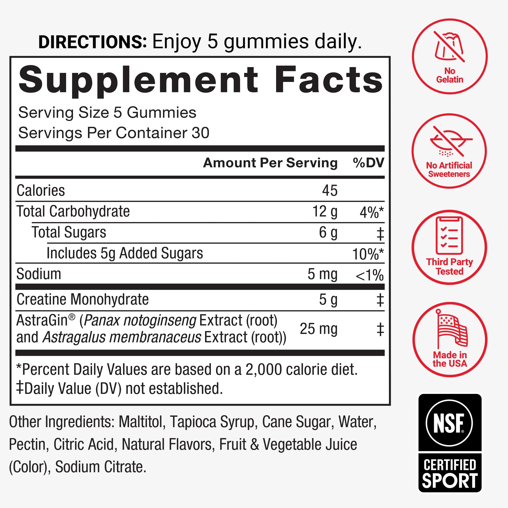 Force Factor Creatine Monohydrate Gummies, NSF Certified, 5g Dose for Men & Women to Support Muscle, Strength, Recovery, Cognitive Health & Memory, Mixed Berry, 150 Gummies Force FactorBuy Supplements Australia