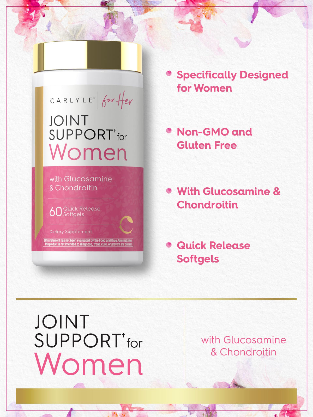 Carlyle Joint Support for Women | 60 Softgels | Complex with Omega-3 and Collagen Peptides | Non-GMO, Gluten Free Carlyle buy supplements Au