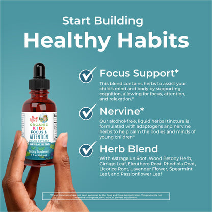 MaryRuth Organics Kids Focus & Attention Drops | USDA Organic Drops | Ginkgo Biloba | Rhodiola Root & Licorice Root | Adaptogenic | Calm | Vegan | Non-GMO | Gluten Free | 30 Servings MARYRUTH'SBuy Supplements Australia