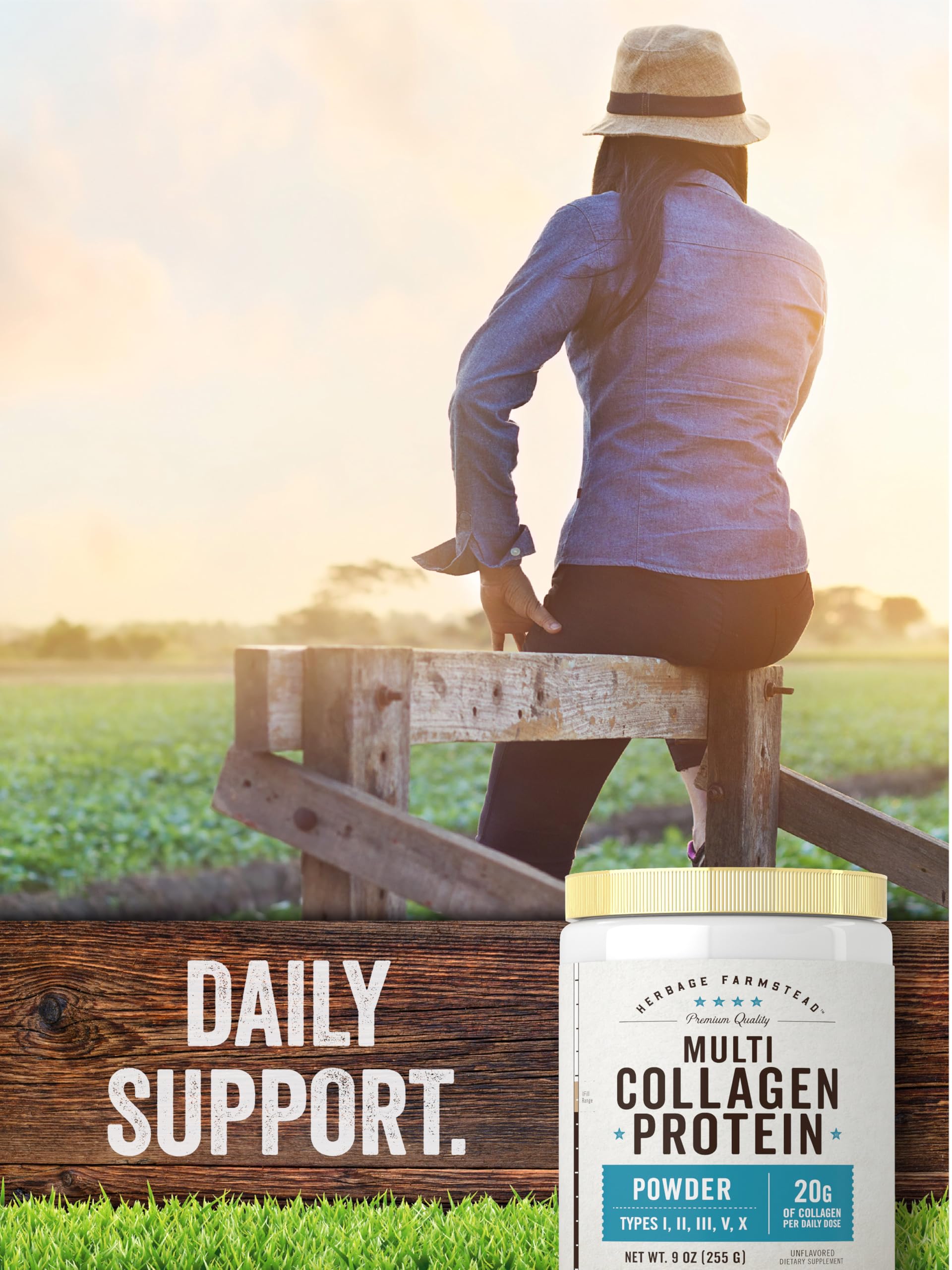 Carlyle Multi Collagen Protein Powder | Type I, II, III, V & X | 9 Oz | Peptides Premium Blend | Unflavored | for Women and Men | Non-GMO and Gluten Free | 25 Servings | by Herbage Farmstead Carlyle buy supplements Au