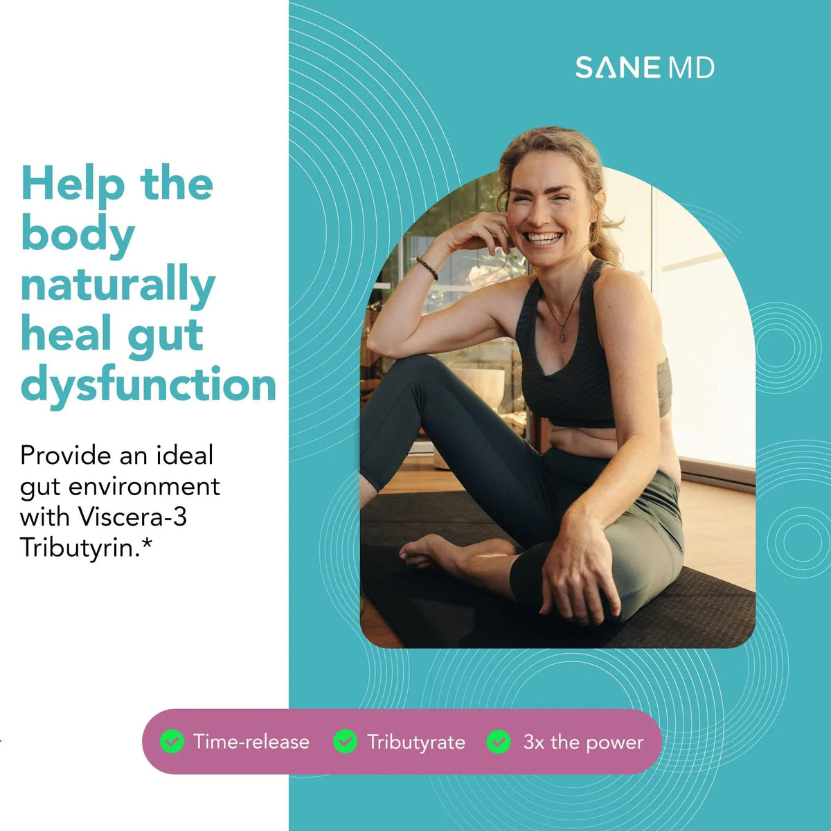 SANE MD - Viscera 3 Postbiotics with Tributyrin - Sodium Butyrate Supplement for Gas and Bloating Relief - Gut Health - IBS & Leaky Gut Butyric Acid Supplement - NSF Certified - 30 Capsules SANEBuy Supplements Australia