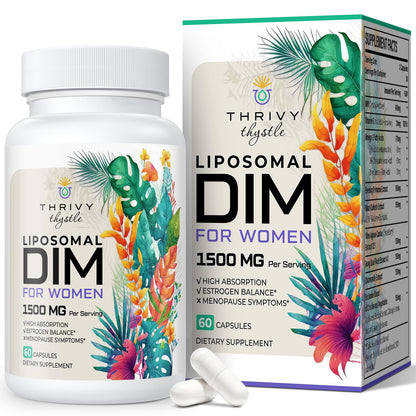 ThrivyThystle Liposomal DIM 400 mg - Hormone Balance, Estrogen Support for Women, DIM Supplement with Vitamin E, Evening Primrose, Black Cohosh, Omega-3 Fatty Acids (60 Capsules) ThrivyThystleBuy Supplements Australia