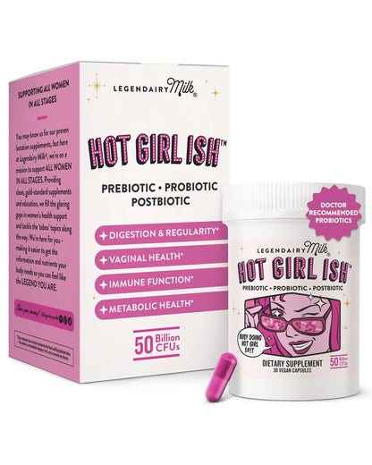 Legendairy Milk Hot Girl Ish™ - Daily Probiotics for Women with 50 Billion CFU - Women's Probiotic Supplement with 20 Probiotic Strains, Prebiotics & Postbiotic for Digestive, Gut & Immune Health Legendairy MilkBuy Supplements Australia