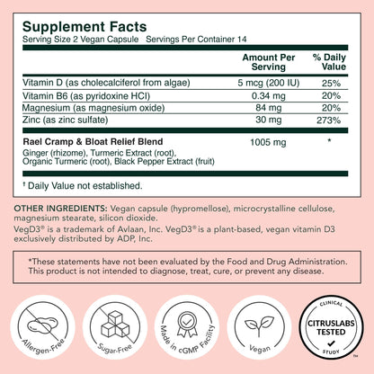 Rael PMS Supplement, Hormone Balance for Women, Relief from Menstrual Cramps with Turmeric, Ginger, Magnesium (28 Capsules) RaelBuy Supplements Australia
