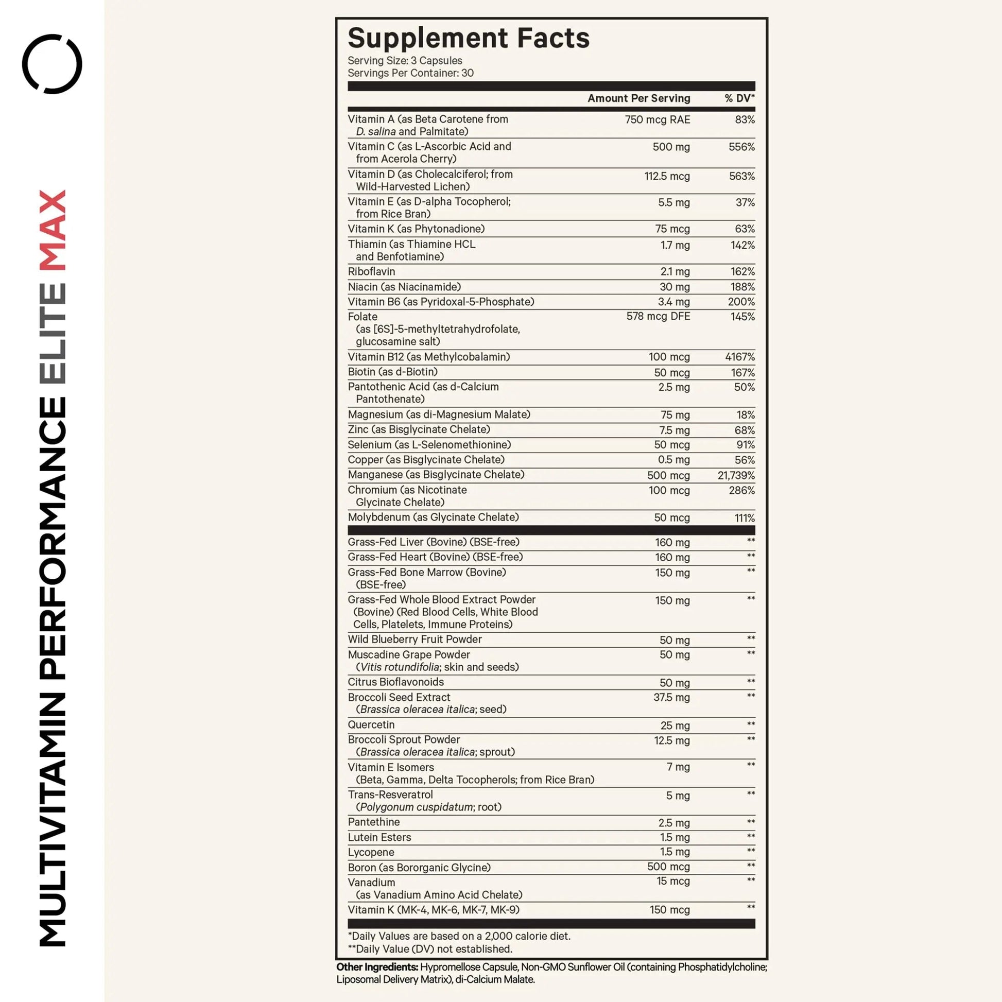 Codeage Multivitamin Performance Elite Max Supplement - Vitamins A, B6, B12, C, D, E, Vitamin K (MK-4, MK-6, MK-7, MK-9), Essential Minerals Codeage