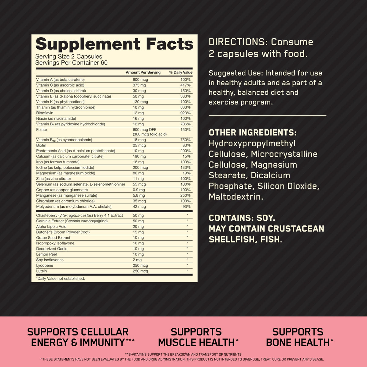 Optimum Nutrition Opti-Women, Vitamin C, Zinc and Vitamin D for Immune Support Womens Daily Multivitamin Supplement with Iron, Capsules, 120 Count Optimum NutritionBuy Supplements Australia