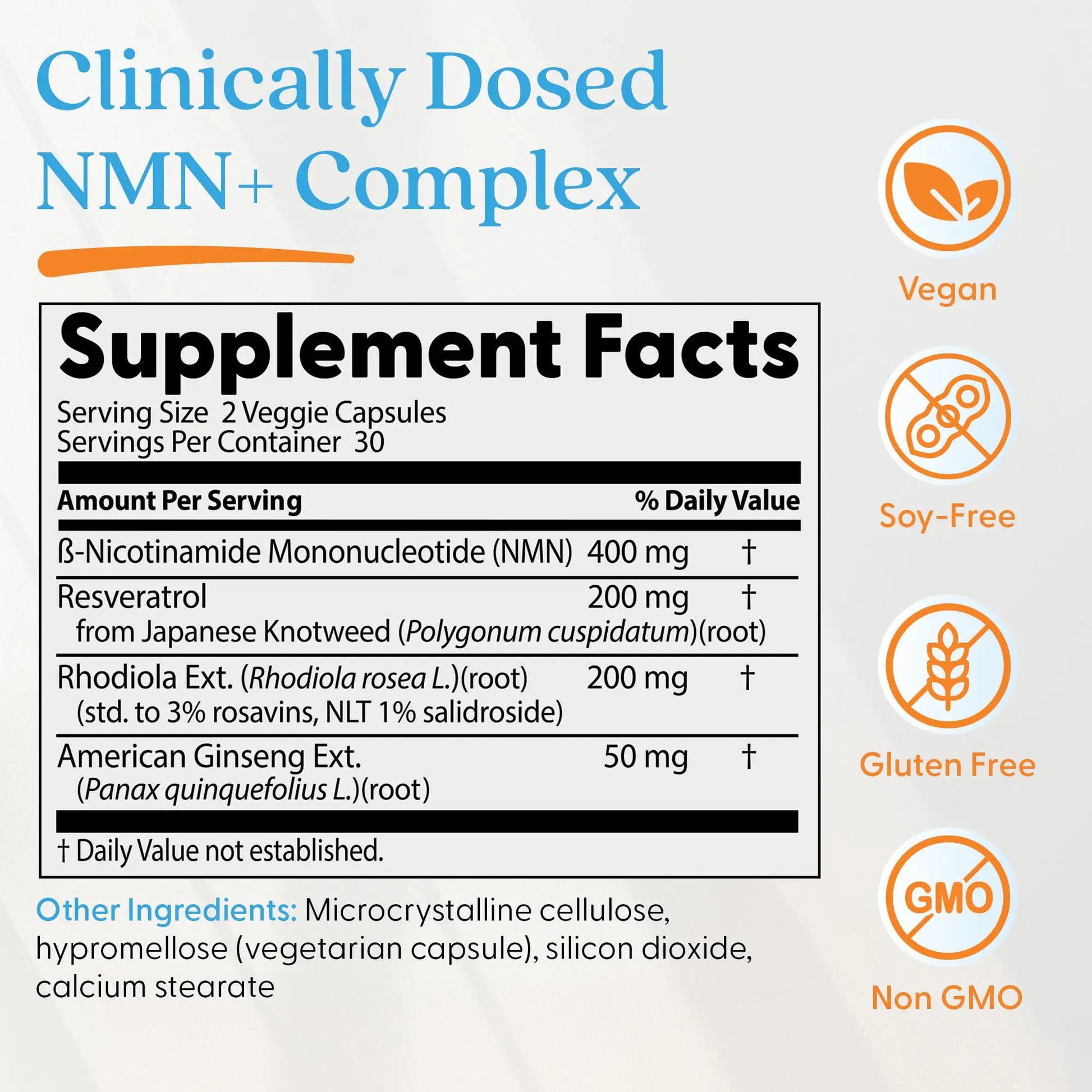 Doctor's Best NMN+ Complex Supplement Capsules for Women & Men - Supports NAD+ Production, Resveratrol 100mg & Beta Nicotinamide Mononucleotide 200mg per Capsule, Cellular Energy Support - 60 Veg Caps Doctor's BESTBuy Supplements Australia