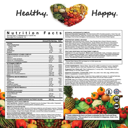 LiquiVive Liquid Vitamins Mega Nutrition | Vegetarian Daily Multivitamin Balance Immune Support Booster Superfood of Nature | Vitamin C D3 A B12 E K | Life Miracle