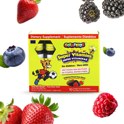 GirafKids Multivitamin Syrup + Super Vitamins Liquid Bundle for Kids Ages 4+ | Omega-3, Beta Glucan, Royal Jelly & Propolis | PHARMADELBuy Supplements Australia