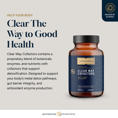 Quicksilver Scientific Clear Way Cofactors - Body Detox Cleanse Support with Vitamin B1, Dandelion Extract, Quercetin & Nattokinase Enzyme - Antioxidant Cleanse to Support Gut Health (120 Capsules) Quicksilver ScientificBuy Supplements Australia