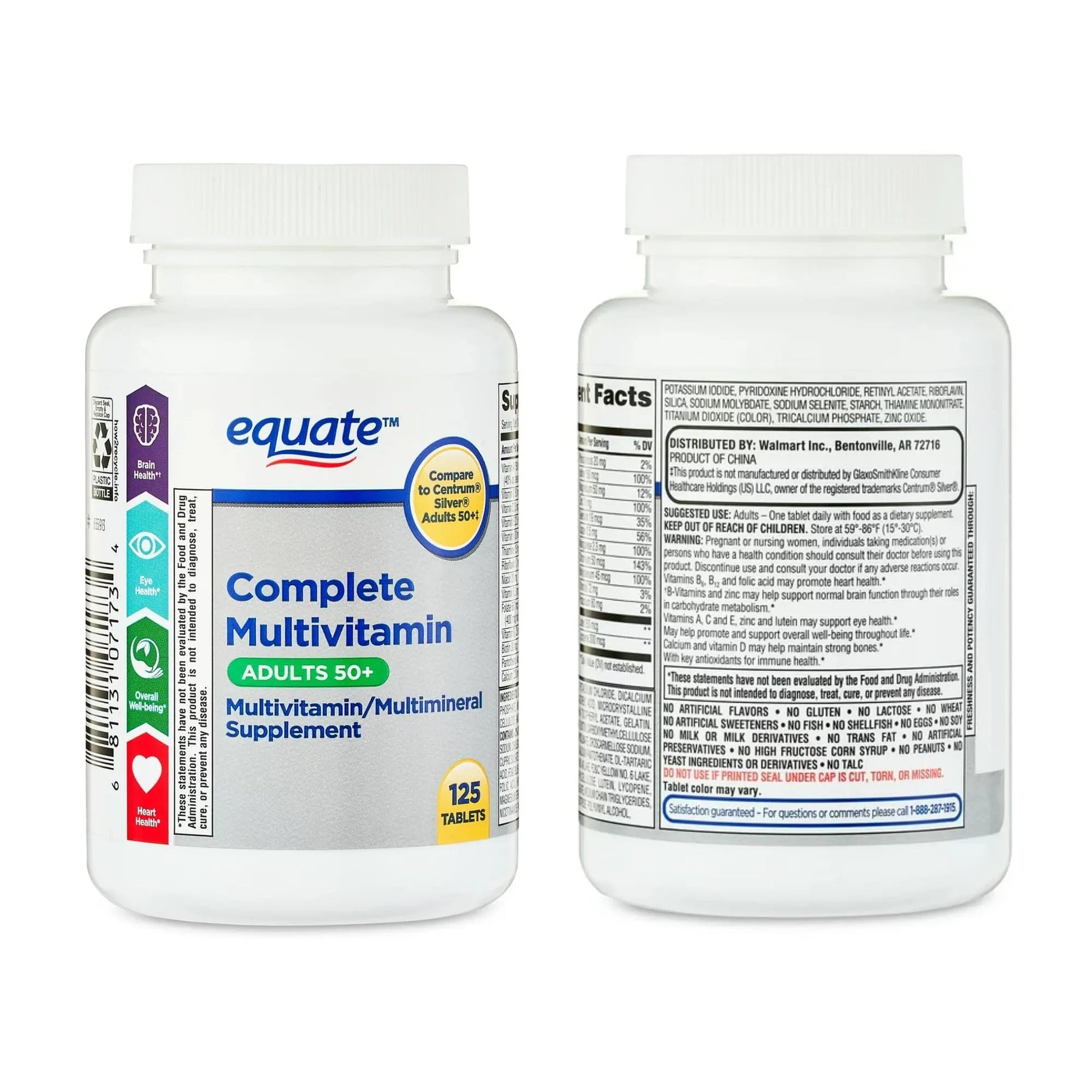 Equate Adult 50+ One Daily Complete Multivitamin Multimineral Supplement Tablets, Healthy Brain Aus Healthcare