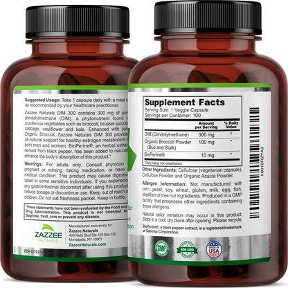 Zazzee Extra Strength DIM 300, 10 mg BioPerine and 300 mg DIM per Capsule, 100 Vegan ZazzeeBuy Supplements Australia