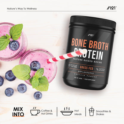 Bone Broth Beef Protein Powder - 400g - Unflavoured - 100% Grass-Fed & Pasture Raised Beef ALPHA01Buy Supplements Australia