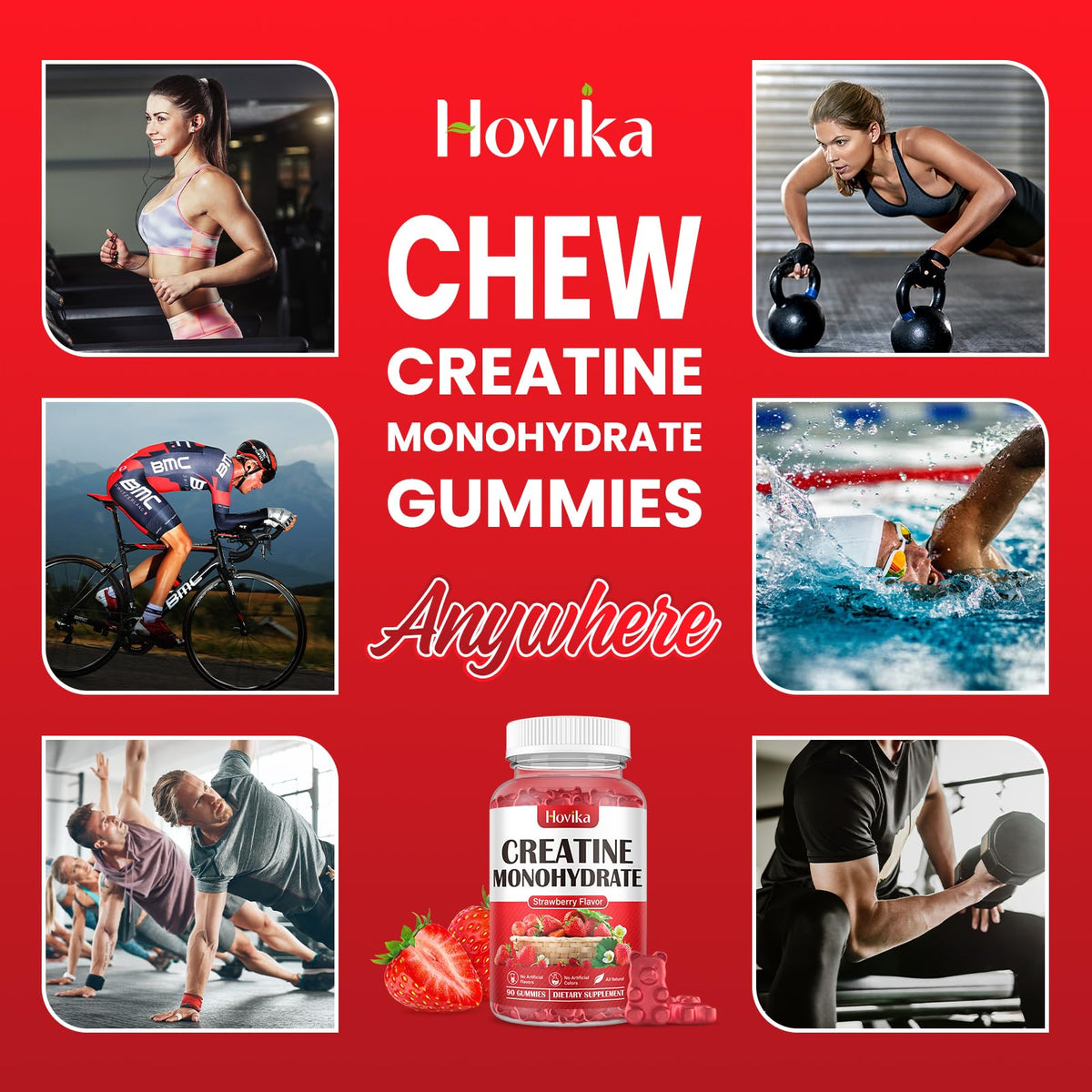 Hovika Creatine Monohydrate Gummies for Men & Women, Chewable 3g Creatine Monohy HovikaBuy Supplements Australia