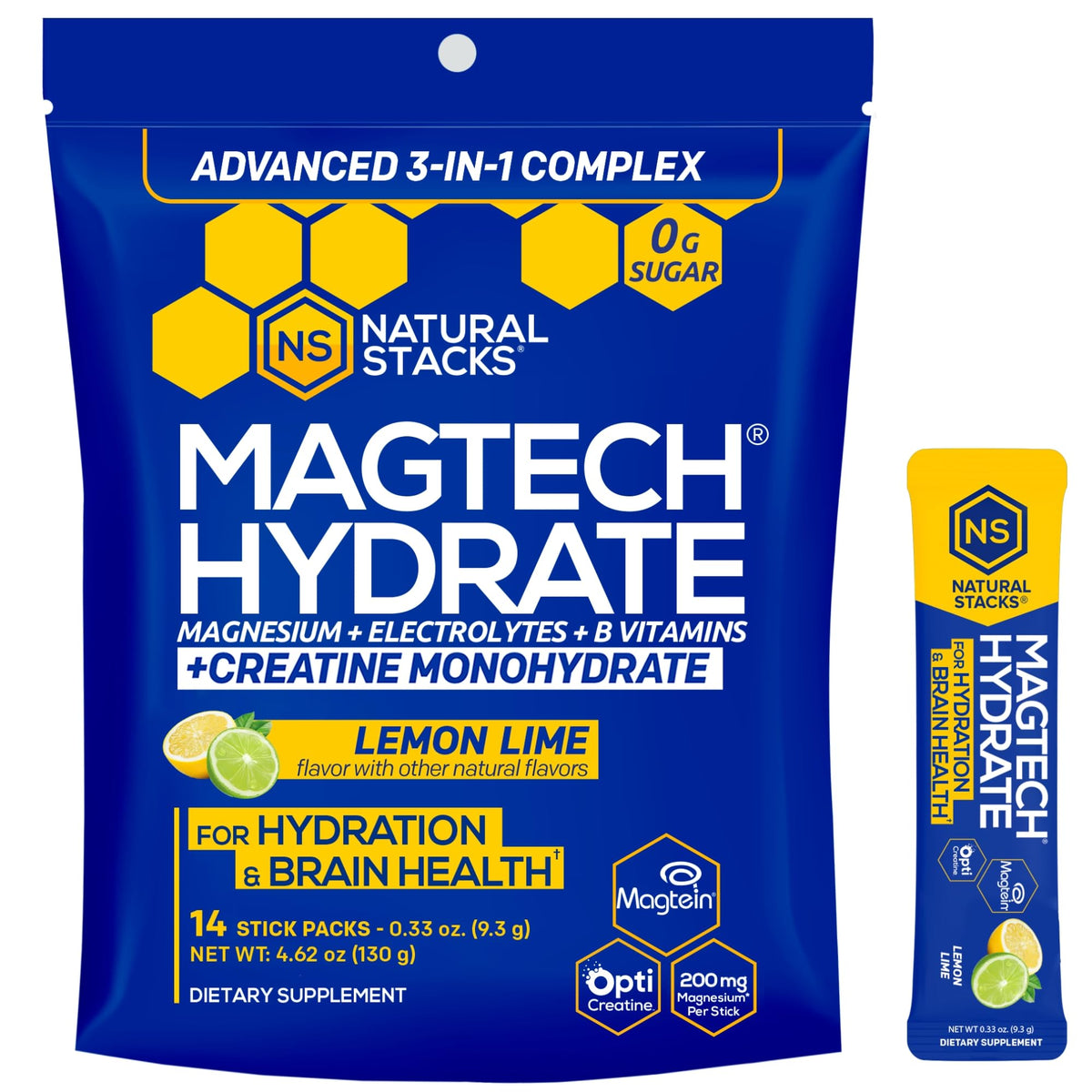 Magtech Magnesium Capsules + Hydration Creatine Powder Lemon Lime Bundle - 3 Forms of Magnesium - Featuring Magtein L-Threonate - Brain Health & Hydration Support* - 44 Total Servings NATURAL STACKSBuy Supplements Australia