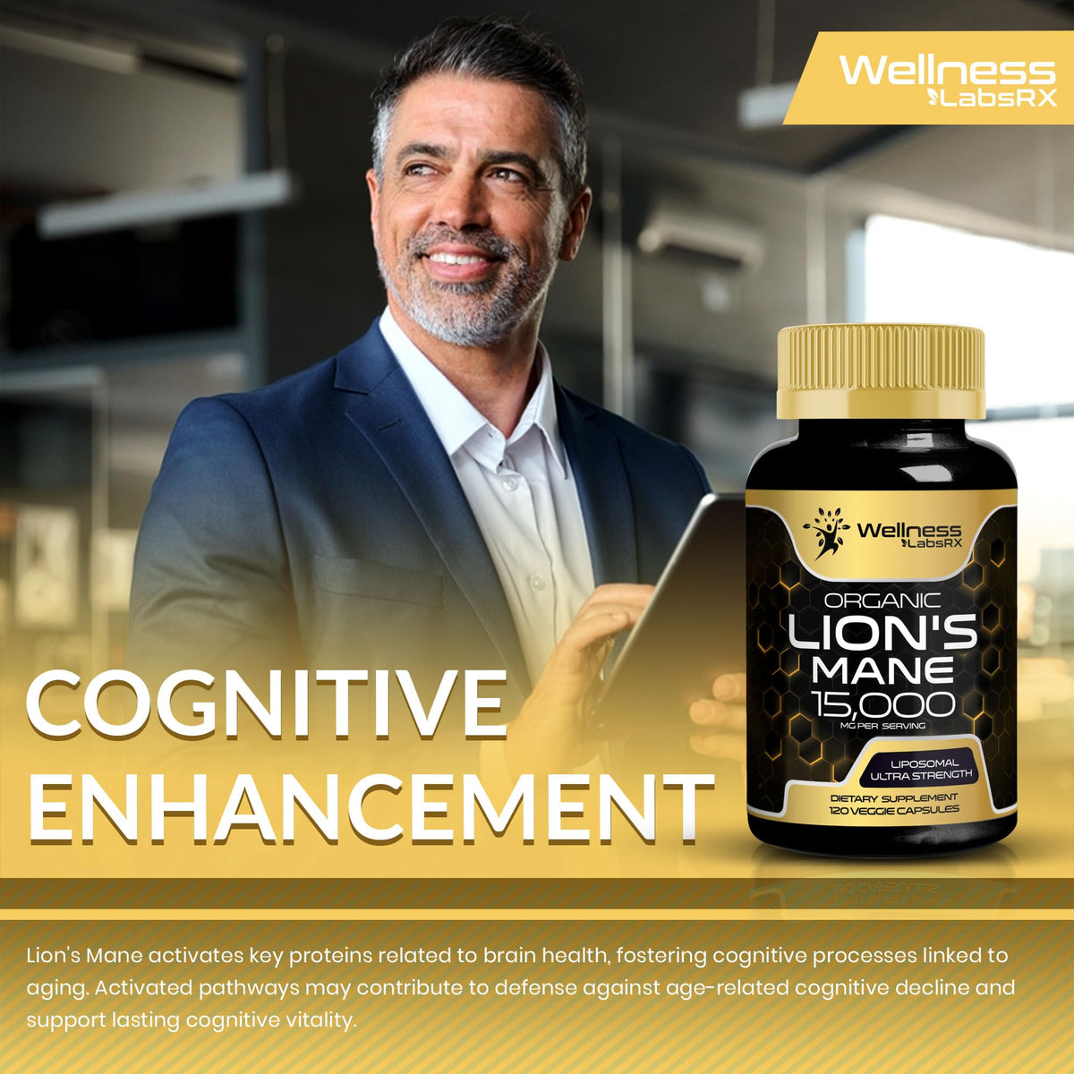 Lions Mane Supplement Capsules - 120 Count - Mushroom Supplement, Brain Supplements WELLNESS LABSRXBuy Supplements Australia
