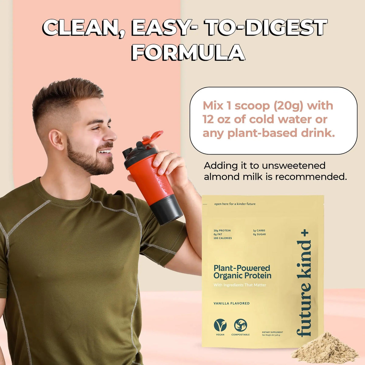 Future Kind Vegan Protein Powder, Vanilla, Pea Plant Protein for Lean Muscle with Iron & Fiber, Whey-Free, Sugar-Free, Soy-Free, Non-Dairy (34 Servings) Future Kind buy supplements Au