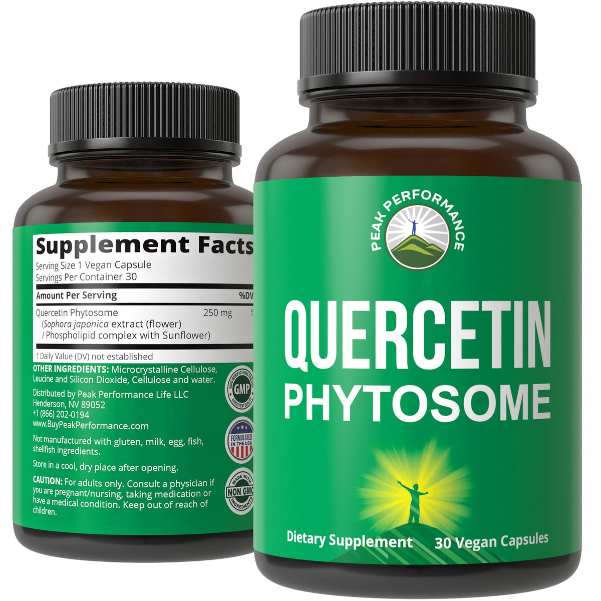 Peak Performance Ultra Pure Quercetin Phytosome Vegan Capsules - Rich Sophora Japonica Extract for Max Absorption Now. Quercetin 250mg Supplement Capsules. Made in USA Peak PerformanceBuy Supplements Australia