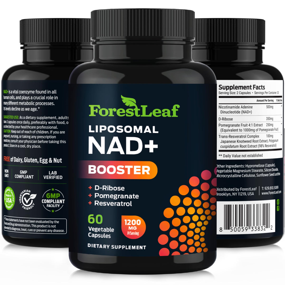 ForestLeaf NAD Resveratrol Capsules, Liposomal NAD Supplement for Women and Men with D-Ribose and Pomegranate, NAD+ for Energy, Focus and Anti-Aging Support, NMN Supplement Alternative (60 Caps) ForestLeafBuy Supplements Australia