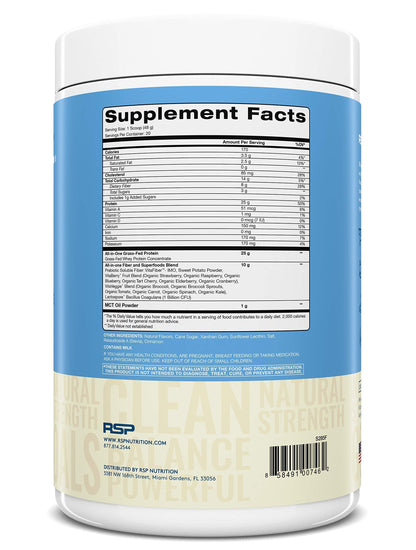 RSP NUTRITION AminoLean Pre Workout Energy (Blue Raspberry 30 Servings) with TrueFit Protein Powder (Vanilla 2 LB)