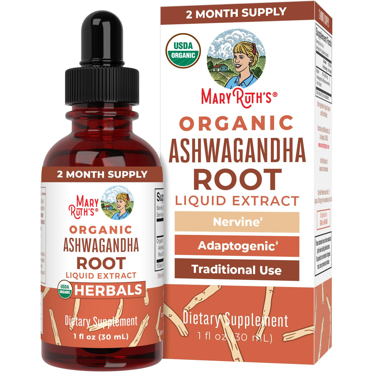 MaryRuth Organics Ashwagandha Root | USDA Organic Ashwagandha Liquid Drops | Stress Relief, Natural Calm, Relaxation and Mood Support Supplement | Adaptogenic | Nervine | Vegan | Non-GMO | 60 Servings MARYRUTH'SBuy Supplements Australia