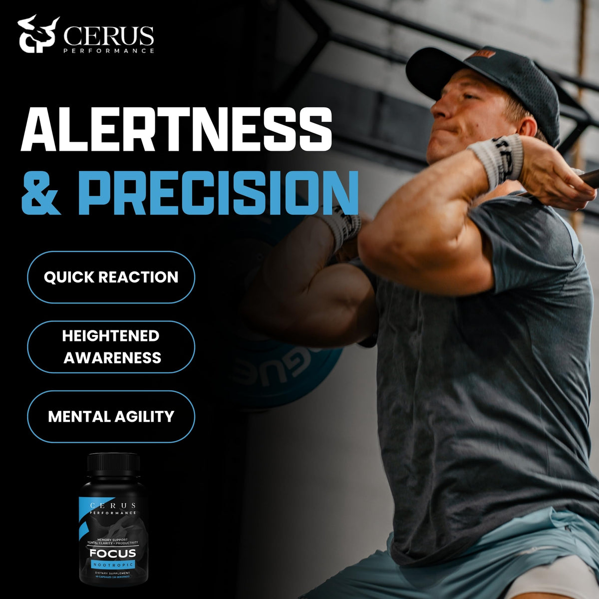 Cerus Performance Focus Nootropic Supplement - Enhances Mental Clarity, Boosts Memory & Cognitive Function, Improves Alertness - Ideal for Athletes & Fitness Enthusiasts - 60 Capsules CerusBuy Supplements Australia