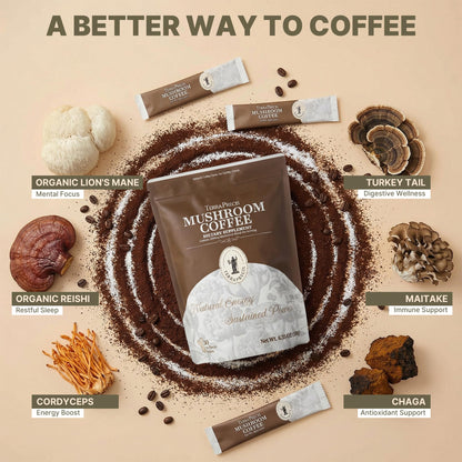 TerraPrecis Mushroom Coffee with 6 Adaptogens Mushrooms Supplement for Organic Lion's Mane&Reishi,Chaga&Other, Instant Coffee with MCT Oil& Arabica for Energy,Focus&Immune Support (30 Servings) TerraPrecisBuy Supplements Australia