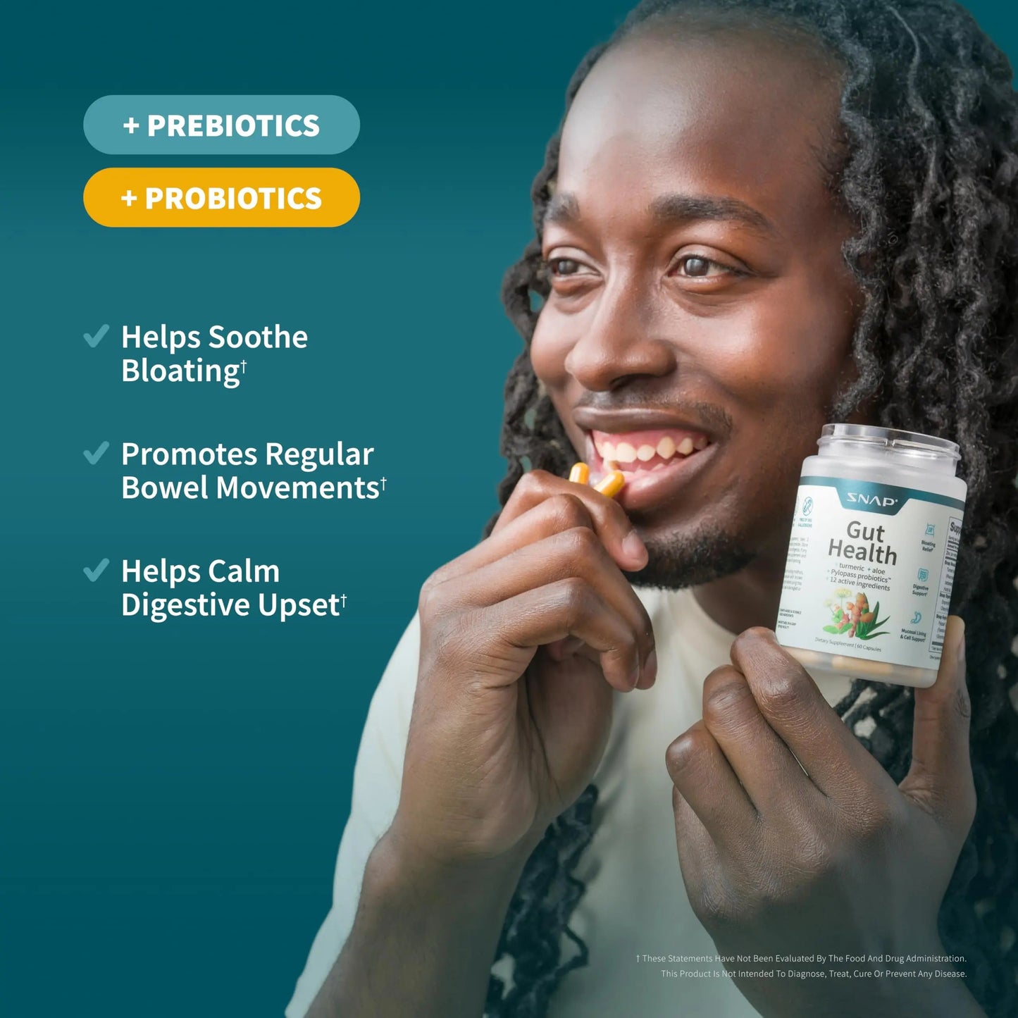 Snap Supplements Gut Health Lipase Supplement with Probiotics for Women & Men, Digestive Enzymes & Prebiotics - Turmeric, Aloe, Pylopass & Zinc, 50 Vegetarian Capsules Snap SupplementsBuy Supplements Australia