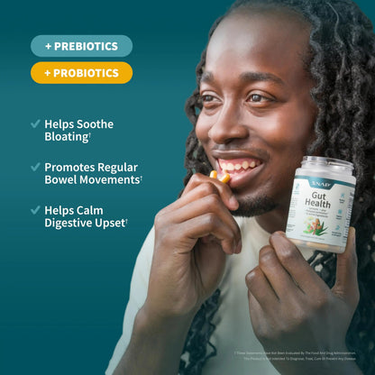 Snap Supplements Gut Health Lipase Supplement with Probiotics for Women & Men, Digestive Enzymes & Prebiotics - Turmeric, Aloe, Pylopass & Zinc, 50 Vegetarian Capsules Snap SupplementsBuy Supplements Australia