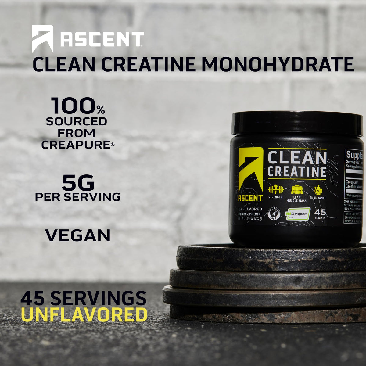Ascent Clean Creatine Monohydrate Powder - 5G Per Serving, Creapure Creatine Supple AscentBuy Supplements Australia
