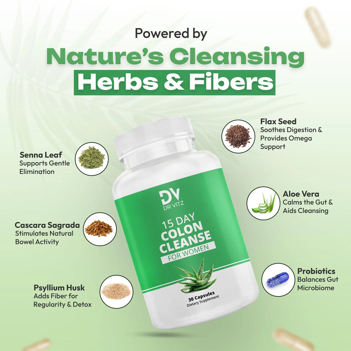 Dr Vitz 15 Day Colon Cleanse for Women – Natural Detox Pills with Herbs, Fiber & Probiotics – Bloating & Constipation Relief, Weight Loss & Gut Health Reset – 30 Capsules Dr VitzBuy Supplements Australia