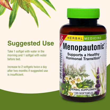 Herbs Etc. Menopautonic Softgels - Essential Supplement for Women - Hormonal Transition Support Supplement - Offers Menopausal Support with Dong Quai & Motherwort - 120 Softgels (120 Servings) Herbs Etc.Buy Supplements Australia