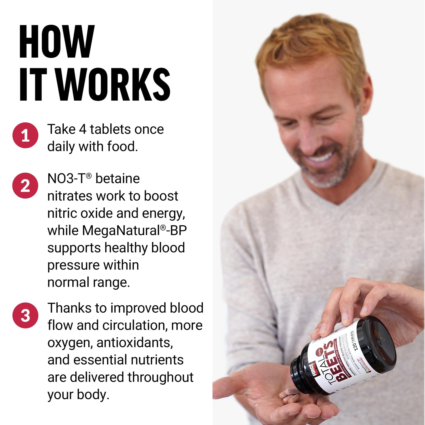 Force Factor Total Beets Blood Pressure Support with Grape Seed Extract and Non GMO Beet Root Powder for Heart Health
