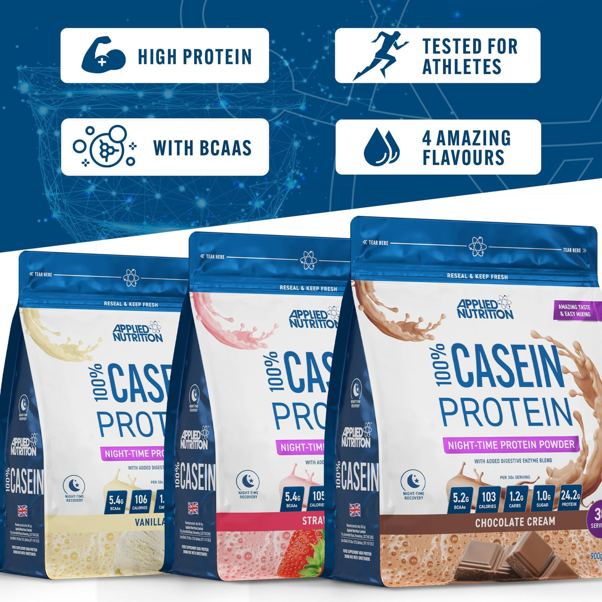 Applied Nutrition Casein Protein Powder - Micellar Casein Supplement, Slow Release Protein Applied NutritionBuy Supplements Australia