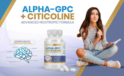 Maximize Within Alpha GPC + Citicoline 60 Ct, 1600mg Concentrated Formula- 99%+Highly Purified & Bioavailable Nootropic-Cognitive Enhancer, Supports Memory, Brain Function, Boosts Focus, Mood & Energy Maximize WithinBuy Supplements Australia