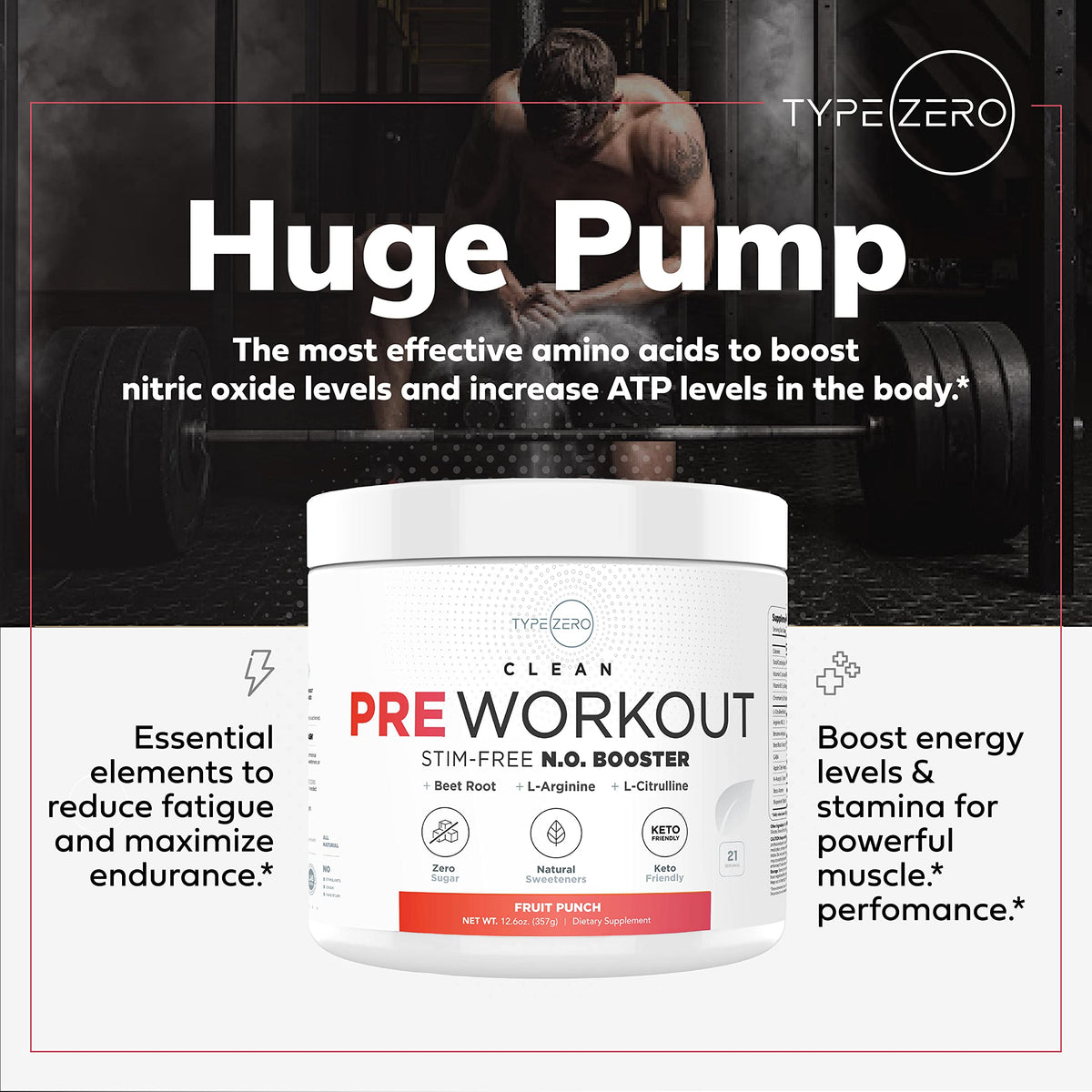 Ultra Clean Stim Free Pump Pre Workout + Nitric Oxide Booster (Fruit Punch) Beetroot, 7G Arginine Citrulline Malate, Betaine, Beta A, ACV+ - Sugar/Caffeine Free Natural Non Stim Preworkout Men & Women Type ZeroBuy Supplements Australia