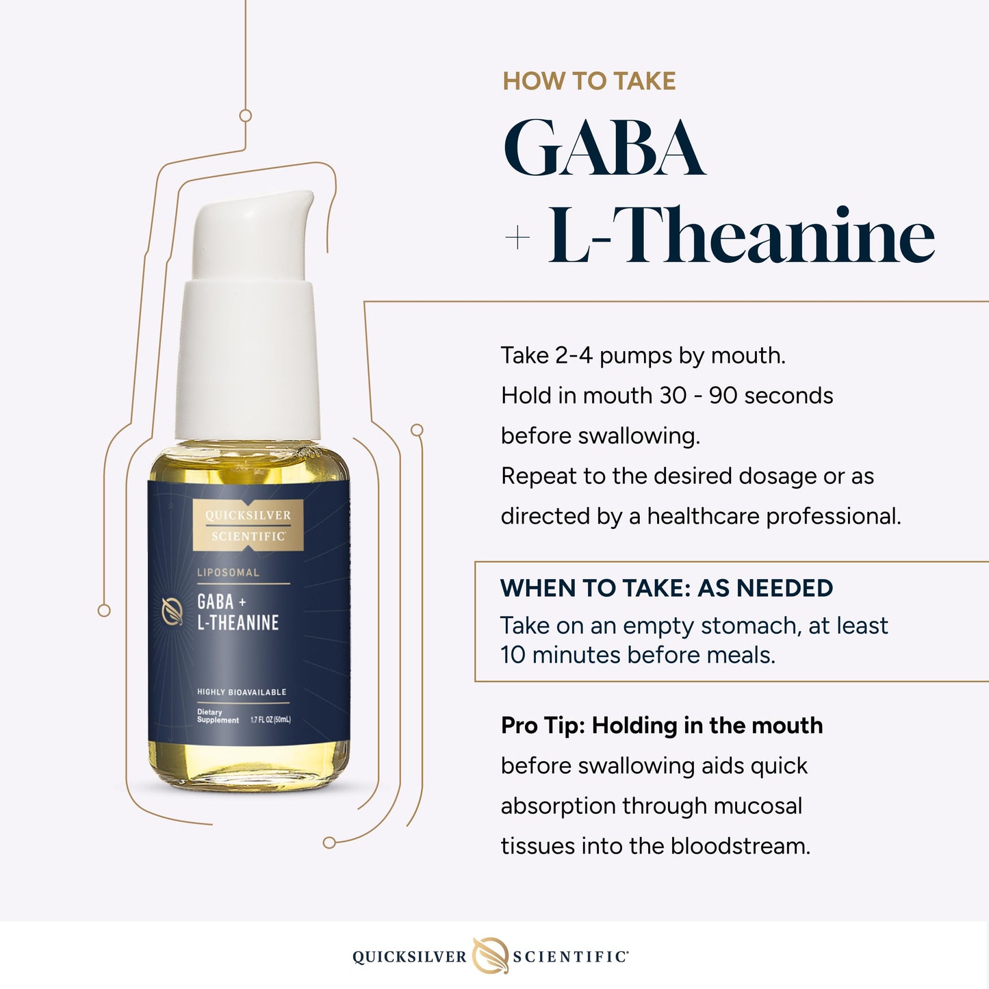 Quicksilver Scientific Liposomal GABA + L Theanine - Calm, Stress Response & Brain Support - Bioavailable GABA Supplement with L Theanine 100mg (1.7oz/50ml) Quicksilver ScientificBuy Supplements Australia