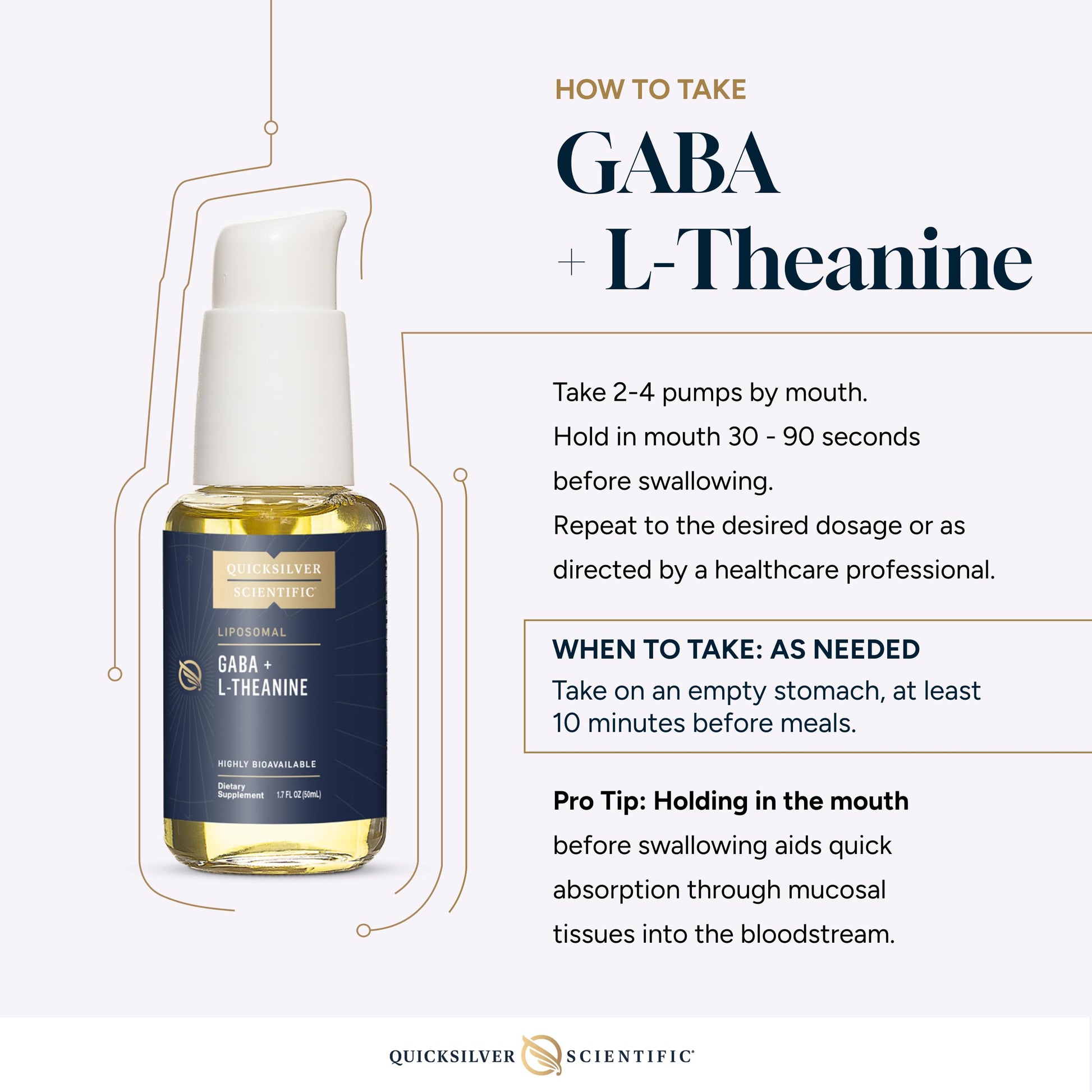Quicksilver Scientific Liposomal GABA + L Theanine - Calm, Stress Response & Brain Support - Bioavailable GABA Supplement with L Theanine 100mg (1.7oz/50ml) Quicksilver ScientificBuy Supplements Australia